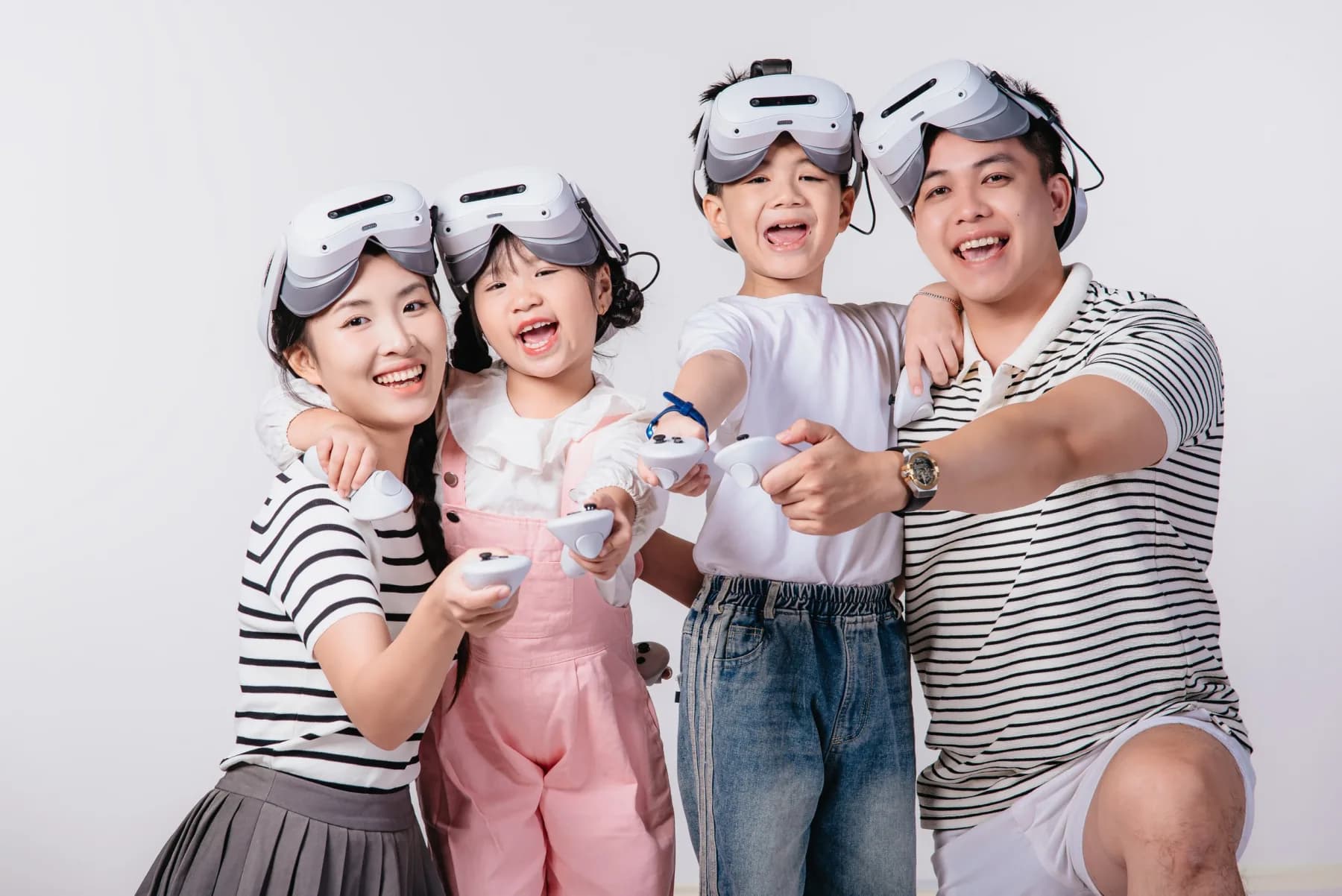 A family sharing a VR experience